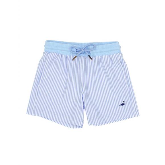 NEW PROPERLY TIED boys swim trunks in blue seersucker - Picture 1 of 1